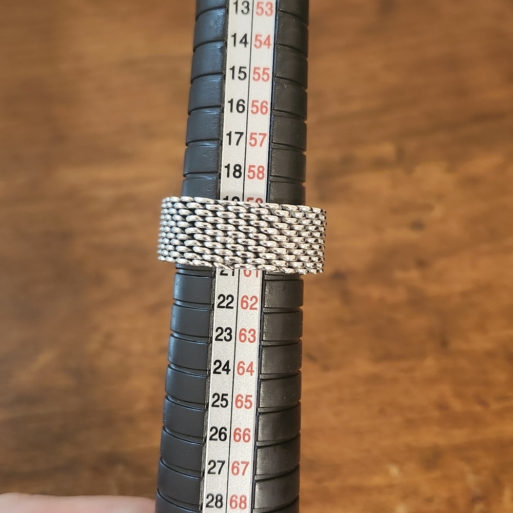 Tiffany Somerset Silver Mesh Ring Size 9 - Picture 9 of 10